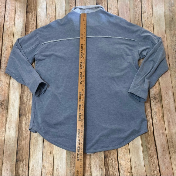 Reborn J Women’s Blue/Gray Top Button Top Long Sleeves Raw Hem Hem Accent Size L - Picture 6 of 8